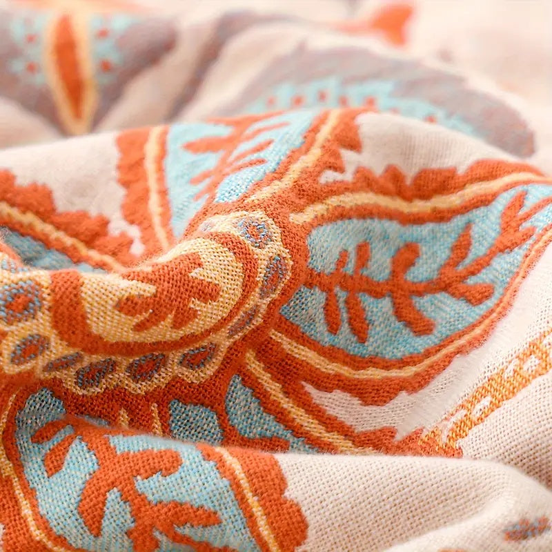 Rustic Floral Boho Blanket | Bohemian Charm | Soft and Breathable | Reversible