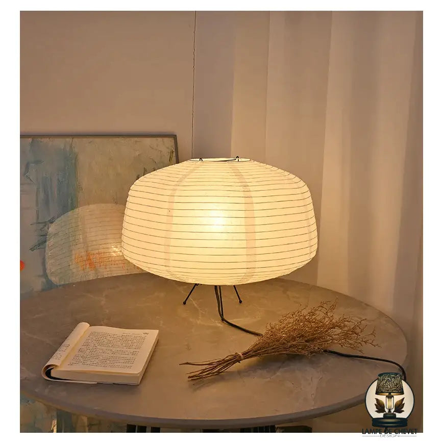 Japanese Rice Paper Table Lamp with Bamboo Frame – Elegant Bedside or Desk Lamp for Serene Bedroom Illumination