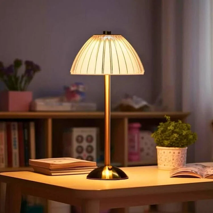 Cordless Crystal Table Lamp – Elegant USB Rechargeable LED Bedside Lamp with Modern Metal and Acrylic Design