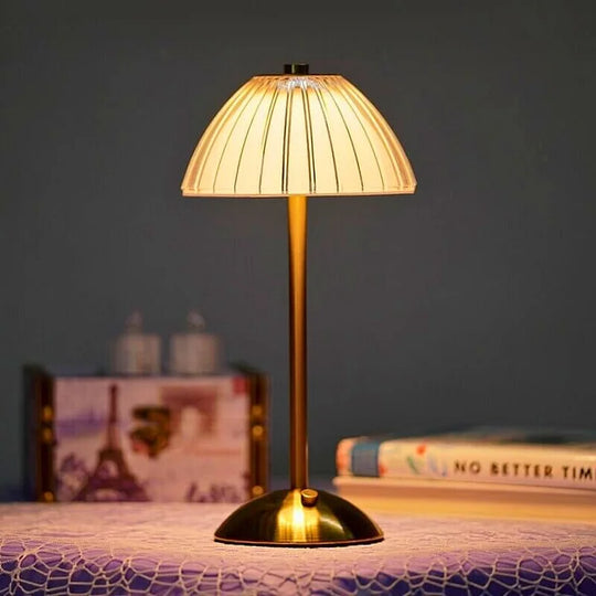 Cordless Crystal Table Lamp – Elegant USB Rechargeable LED Bedside Lamp with Modern Metal and Acrylic Design
