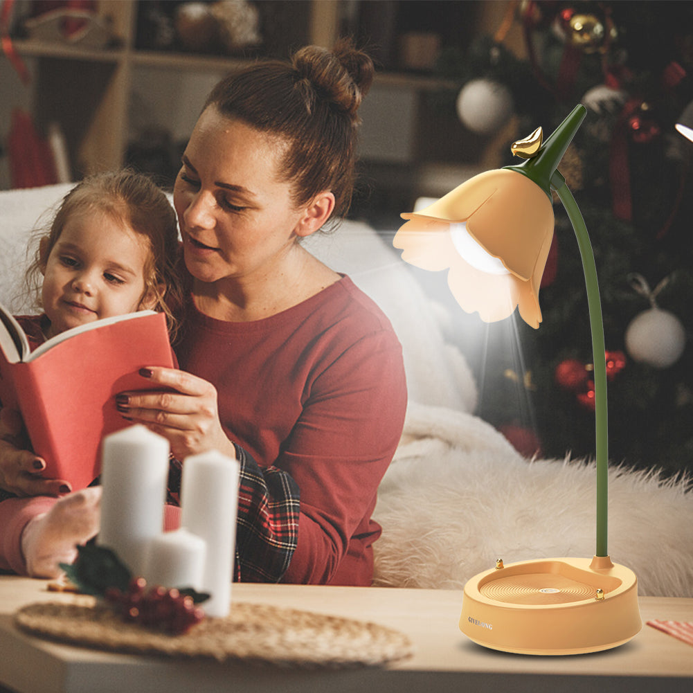 Touch Activated Flower Petal Desk Lamp – Portable Rechargeable Table Lamp with Adjustable Color Temperature and Battery Life Up to 12 Hours