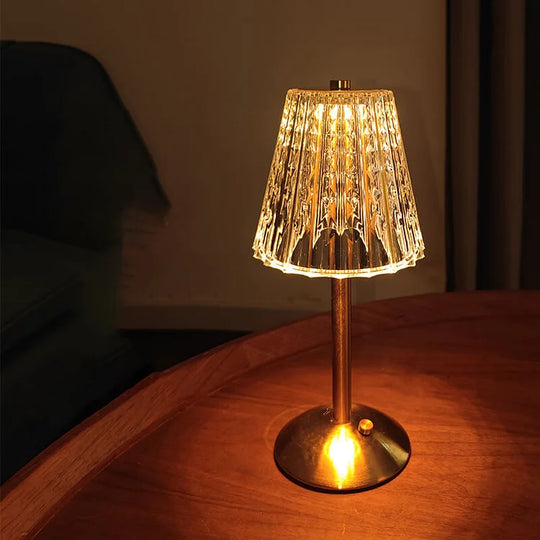 Cordless Crystal Table Lamp – Elegant USB Rechargeable LED Bedside Lamp with Modern Metal and Acrylic Design