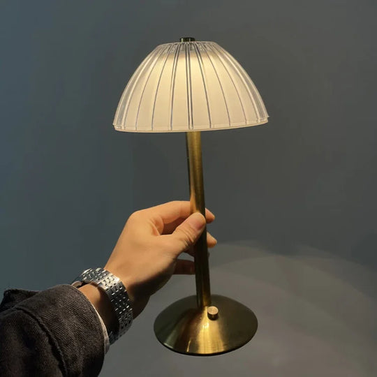 Cordless Crystal Table Lamp – Elegant USB Rechargeable LED Bedside Lamp with Modern Metal and Acrylic Design