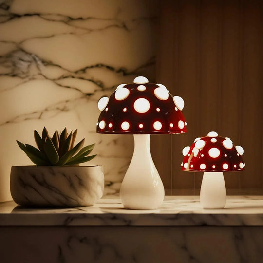 Modern Mushroom Table Lamp with Adjustable LED Lights – Corded and Cordless Options, Nature-Inspired Design
