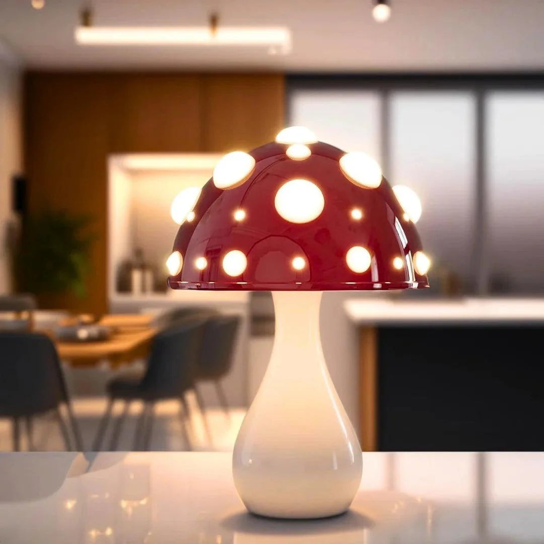 Modern Mushroom Table Lamp with Adjustable LED Lights – Corded and Cordless Options, Nature-Inspired Design