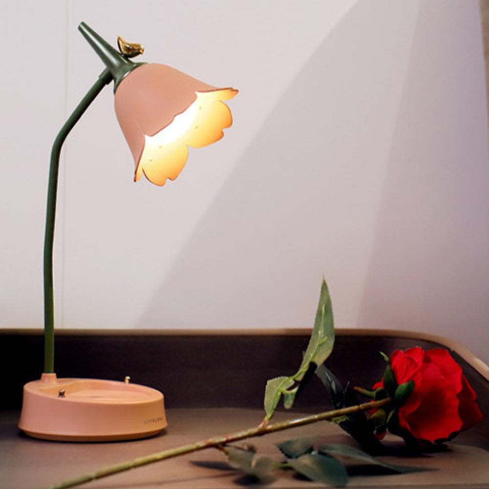 Touch Activated Flower Petal Desk Lamp – Portable Rechargeable Table Lamp with Adjustable Color Temperature and Battery Life Up to 12 Hours