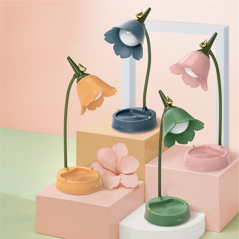 Touch Activated Flower Petal Desk Lamp – Portable Rechargeable Table Lamp with Adjustable Color Temperature and Battery Life Up to 12 Hours