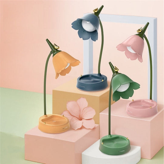 Touch Activated Flower Petal Desk Lamp – Portable Rechargeable Table Lamp with Adjustable Color Temperature and Battery Life Up to 12 Hours