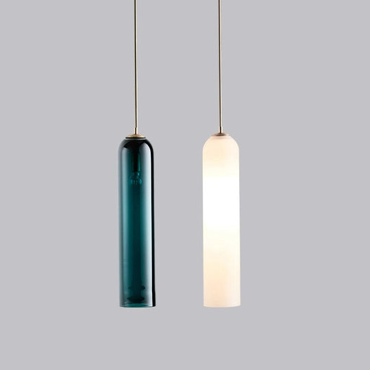 Modern Glass Pendant Light in Pine Green and Matte White – Stylish Kitchen Pendant Lighting for Contemporary Home Decor