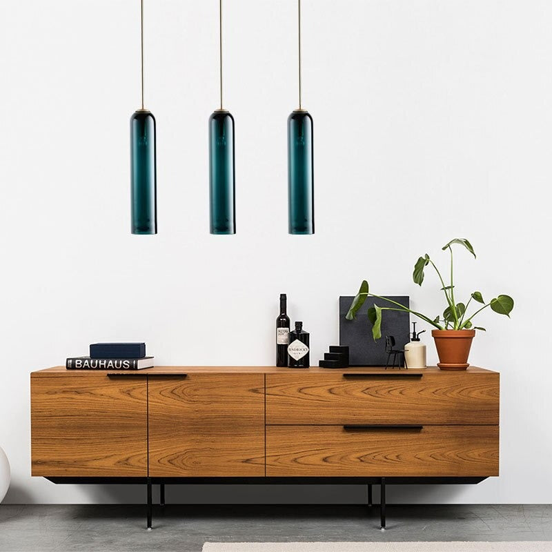 Modern Glass Pendant Light in Pine Green and Matte White – Stylish Kitchen Pendant Lighting for Contemporary Home Decor