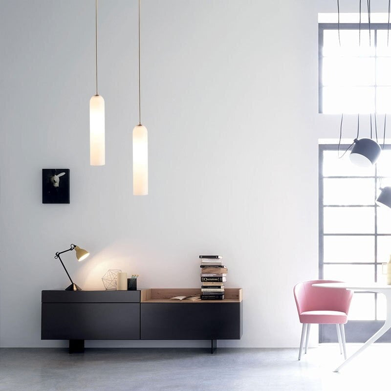 Modern Glass Pendant Light in Pine Green and Matte White – Stylish Kitchen Pendant Lighting for Contemporary Home Decor