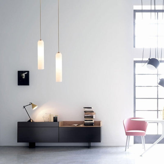 Modern Glass Pendant Light in Pine Green and Matte White – Stylish Kitchen Pendant Lighting for Contemporary Home Decor