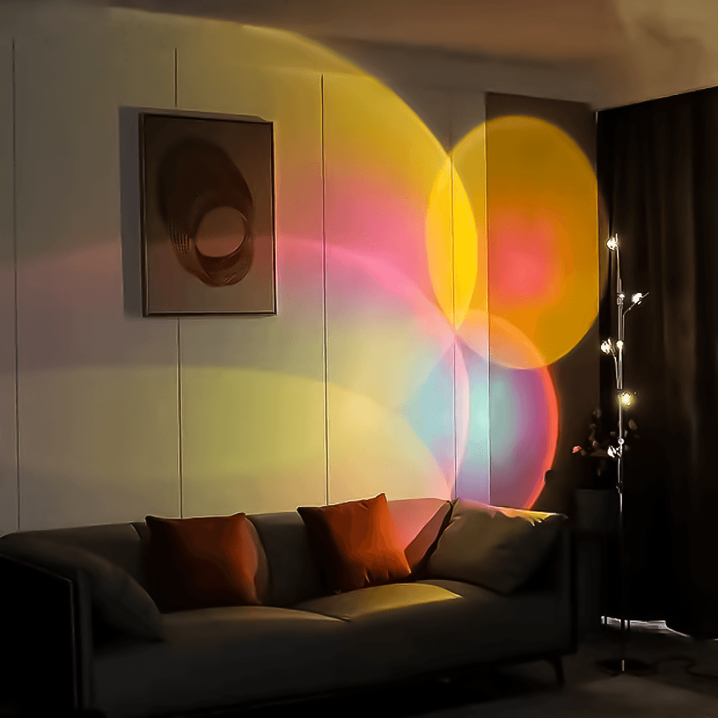 Adjustable Sunset Floor Lamp with 5 Customizable Heads and Aluminum Finish – Modern Standing Lamp for Living Room