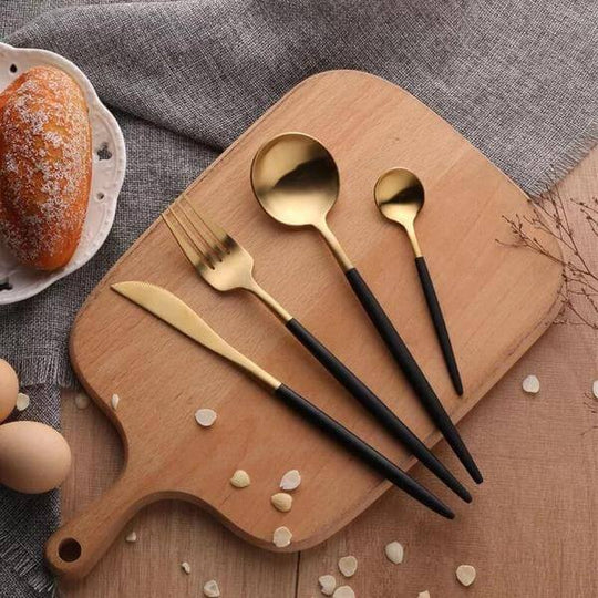Modern Gold Flatware Set – 24-Piece Stainless Steel Cutlery Set for Elegant Dining, Dishwasher Safe