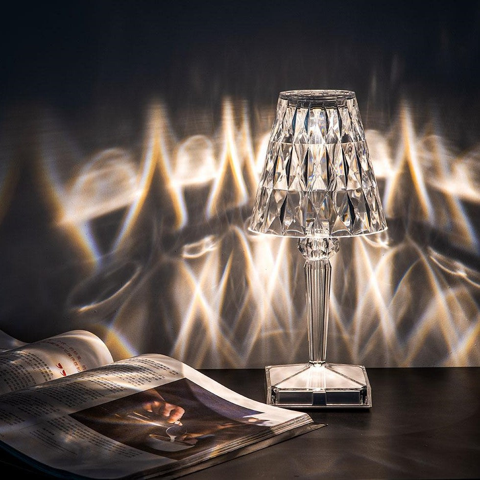 Elegant Crystal Table Lamp with Touch-Sensitive Control – Rechargeable Cordless Nightstand or Desk Lamp for Versatile Lighting