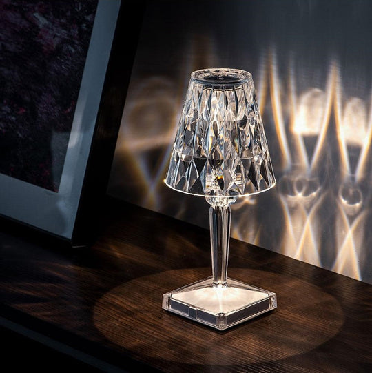 Elegant Crystal Table Lamp with Touch-Sensitive Control – Rechargeable Cordless Nightstand or Desk Lamp for Versatile Lighting