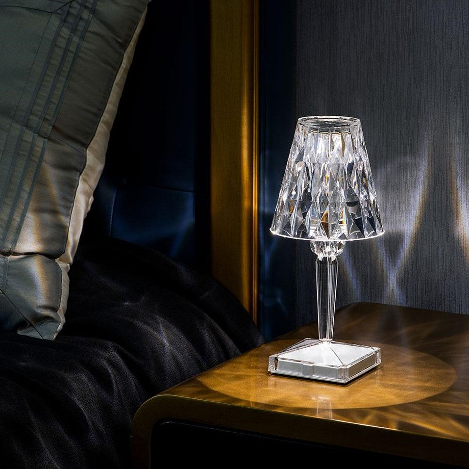 Elegant Crystal Table Lamp with Touch-Sensitive Control – Rechargeable Cordless Nightstand or Desk Lamp for Versatile Lighting