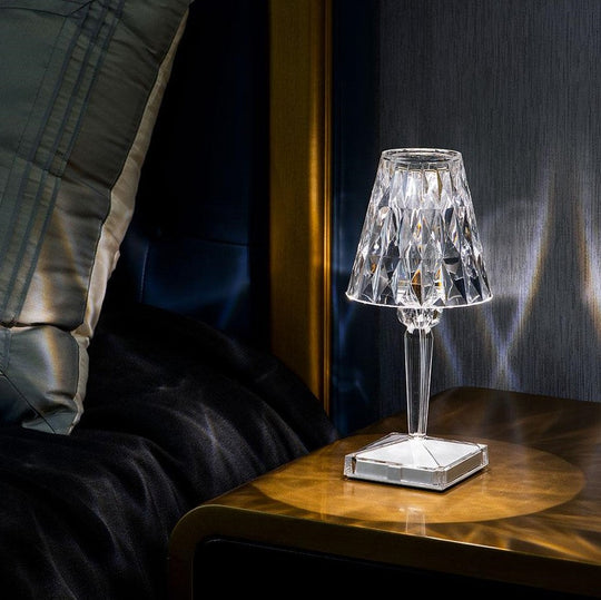 Elegant Crystal Table Lamp with Touch-Sensitive Control – Rechargeable Cordless Nightstand or Desk Lamp for Versatile Lighting