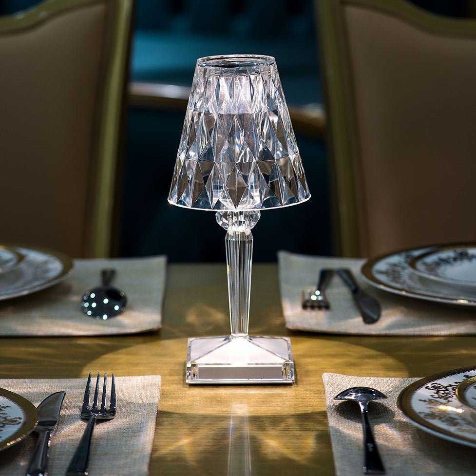 Elegant Crystal Table Lamp with Touch-Sensitive Control – Rechargeable Cordless Nightstand or Desk Lamp for Versatile Lighting