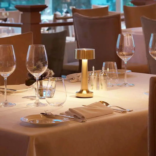 Restaurant Bar Table Lamp | Durable Iron | Adjustable Brightness | Cordless + Portable