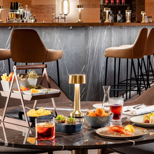 Restaurant Bar Table Lamp | Durable Iron | Adjustable Brightness | Cordless + Portable