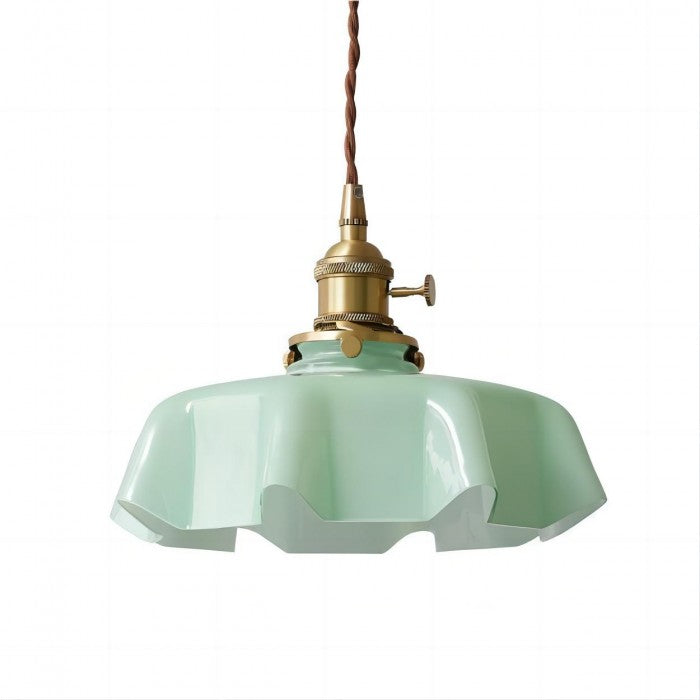 Vintage Glass Flower Pendant Lamp - Elegant Retro Cream Lighting Fixture