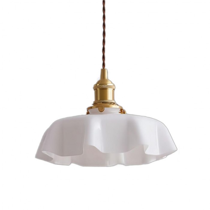 Vintage Glass Flower Pendant Lamp - Elegant Retro Cream Lighting Fixture