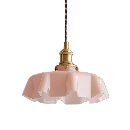 Vintage Glass Flower Pendant Lamp - Elegant Retro Cream Lighting Fixture