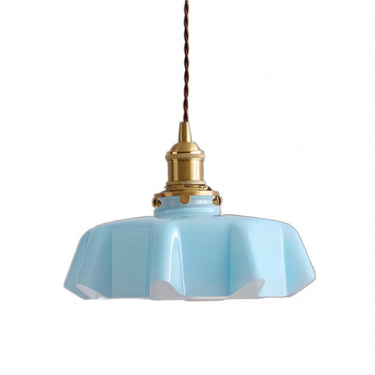 Vintage Glass Flower Pendant Lamp - Elegant Retro Cream Lighting Fixture