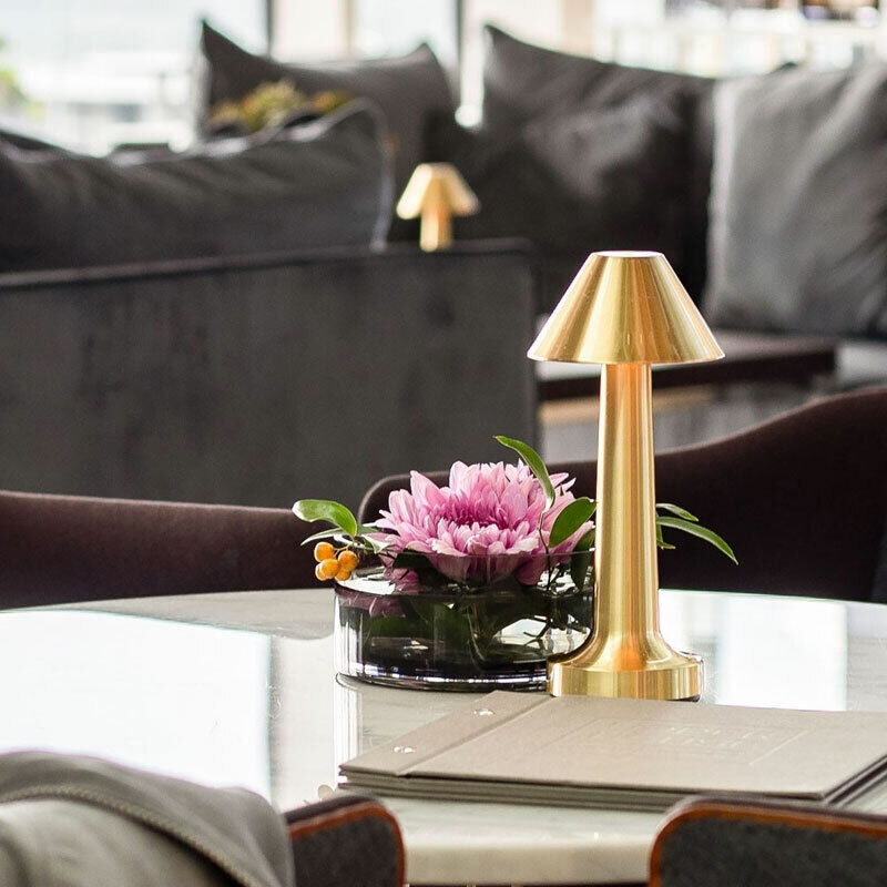 Restaurant Bar Table Lamp | Durable Iron | Adjustable Brightness | Cordless + Portable