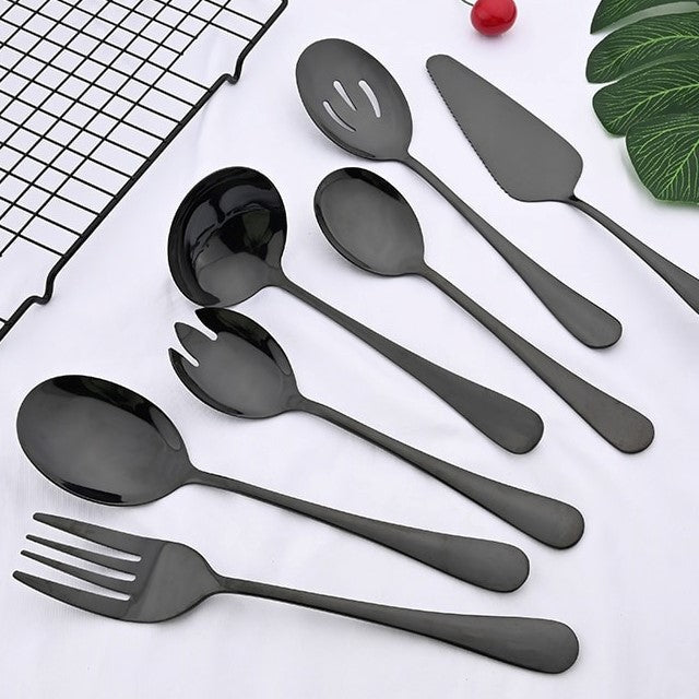 Variant image for Elegant 7-Piece Serving Utensil Set – Includes Serving Spoons, Tongs, and Salad Serving Utensils – 8-9 Inch Length-3