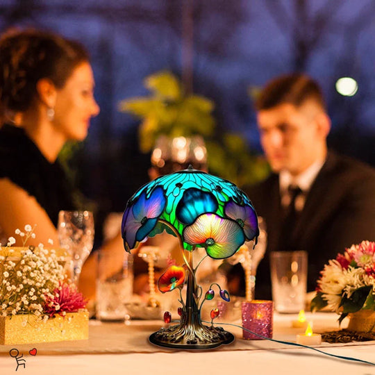 Lampe de table en vitrail charmante – Éclairage élégant et intemporel