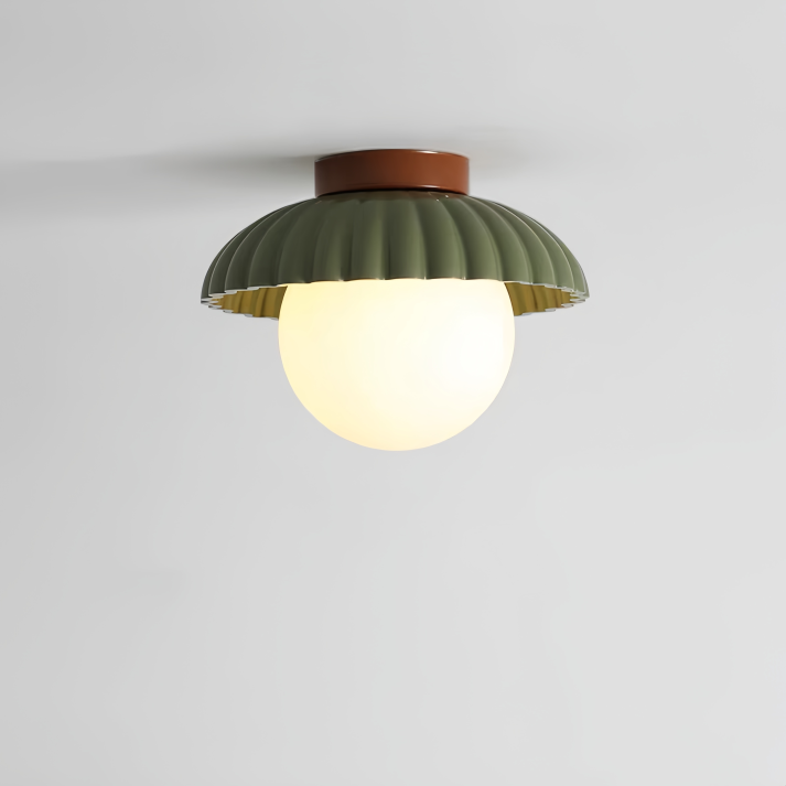 Elegant Flush Mount Ceiling Light with Cream Glass Shade – Iron Base for Hallway Illumination