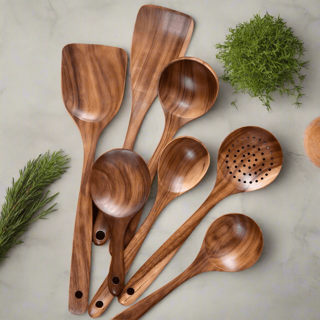 Variant image for Premium Teak Wooden Utensil Set – Durable Eco-Friendly Cooking Utensils for Versatile Kitchen Use-3