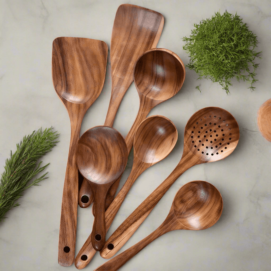 Variant image for Premium Teak Wooden Utensil Set – Durable Eco-Friendly Cooking Utensils for Versatile Kitchen Use-3