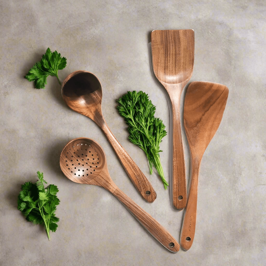 Variant image for Premium Teak Wooden Utensil Set – Durable Eco-Friendly Cooking Utensils for Versatile Kitchen Use-4