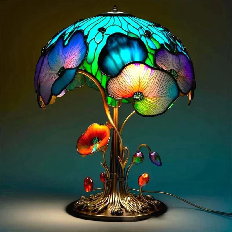 Lampe de table en vitrail charmante – Éclairage élégant et intemporel
