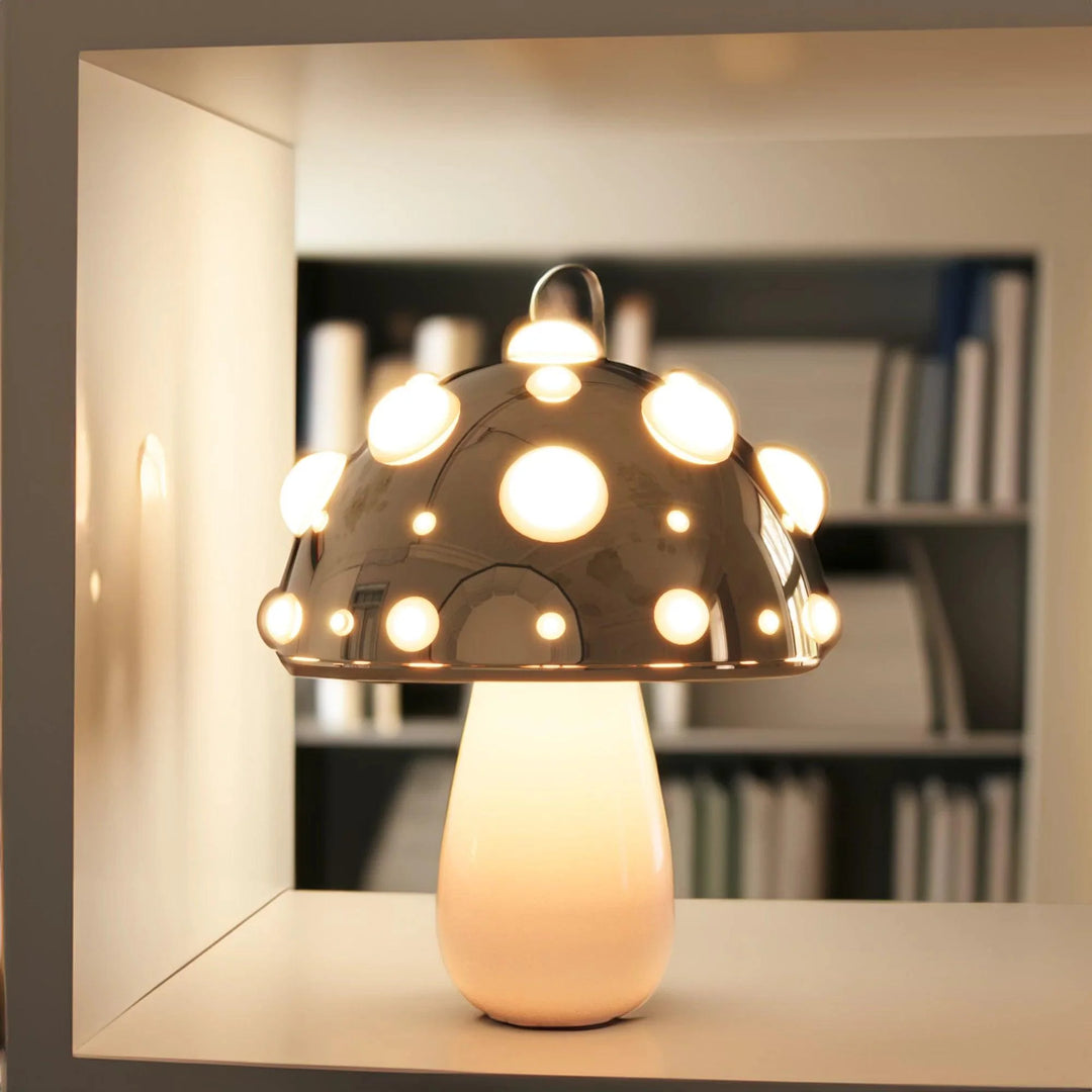 Variant image for Golden Mushroom Table Lamp - Adjustable Cordless and Corded Desk or Bedside Lamp with 3 Lighting Modes, Warm LED Illumination-3